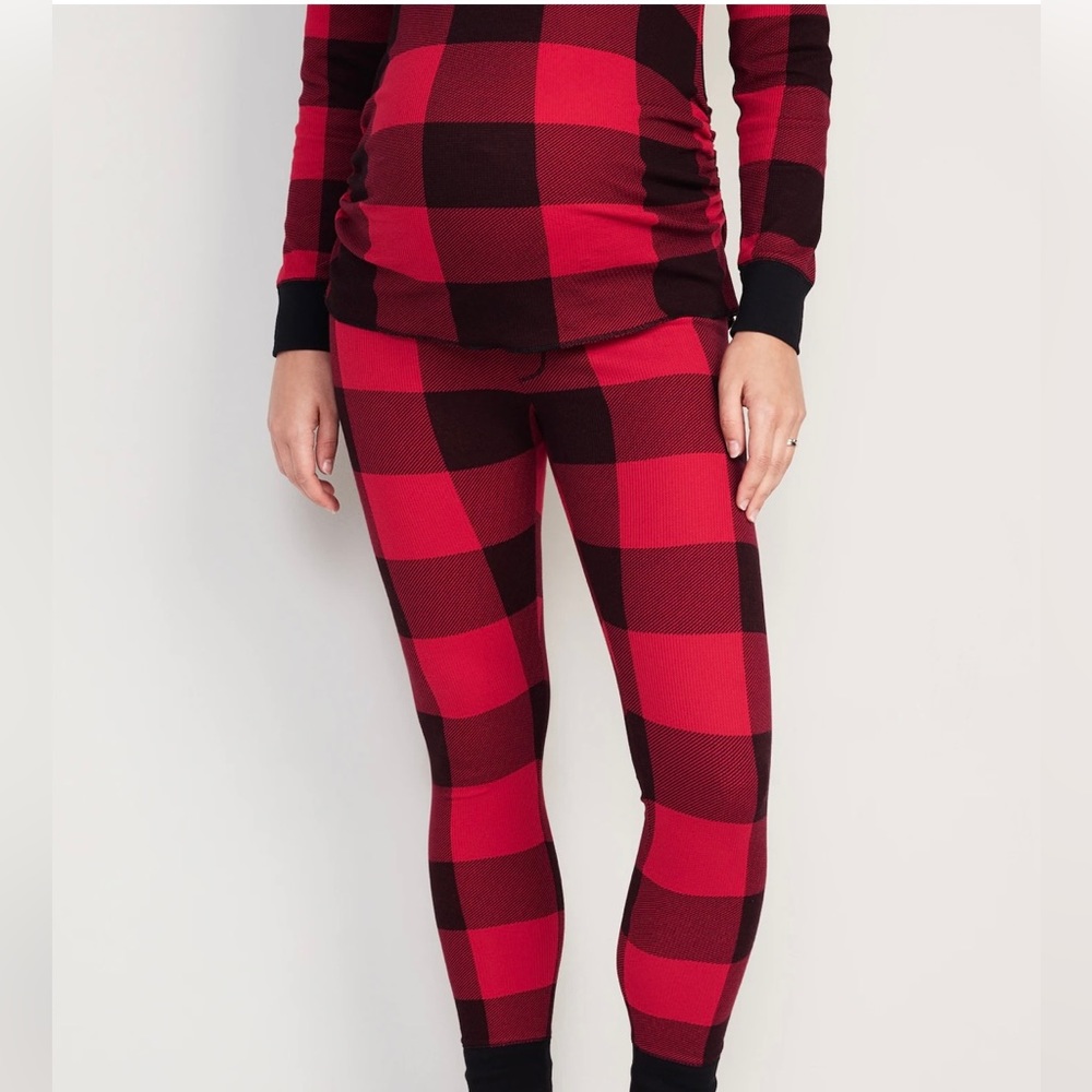 Thermal-Knit Maternity Pajamas. Old Navy. EUC. Red Buffalo Plaid. XS top, M pant